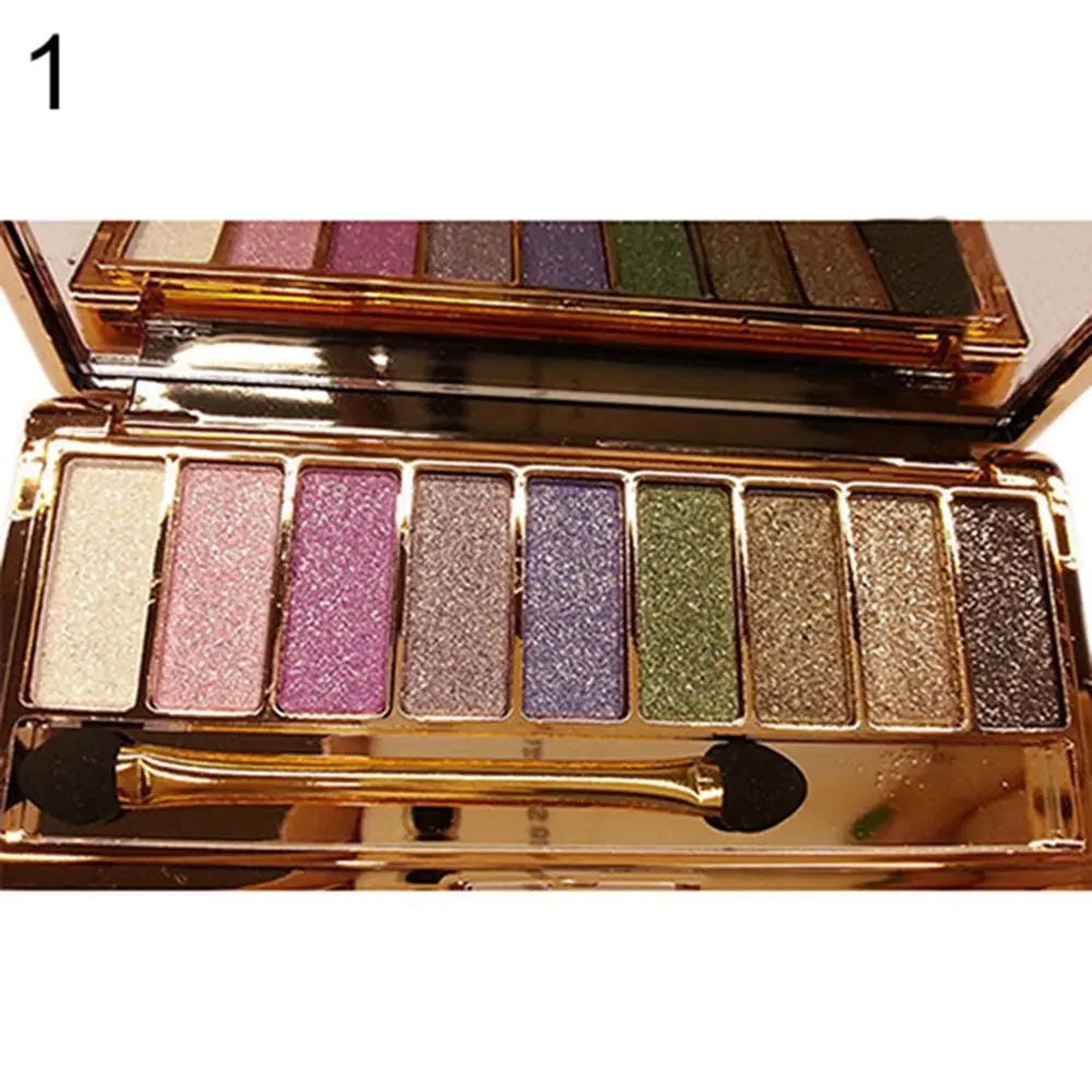 9 Colors Glitter Eyeshadow Fashion Eye Shadow Palette & Makeup Cosmetic Brush Set  For Women Wholesale Nude Shades