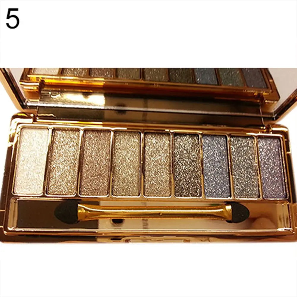 9 Colors Glitter Eyeshadow Fashion Eye Shadow Palette & Makeup Cosmetic Brush Set  For Women Wholesale Nude Shades
