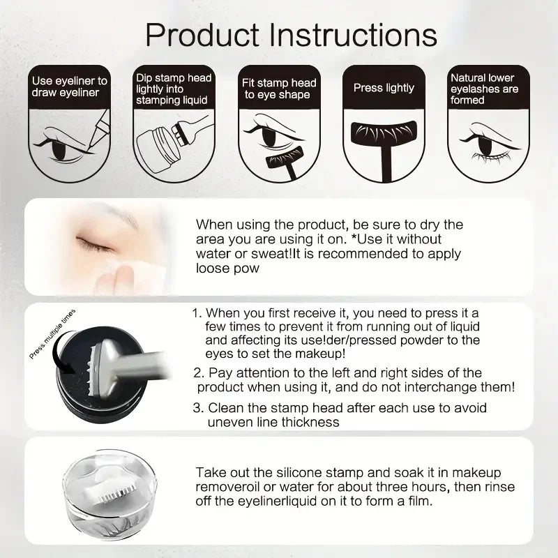 ZVEV Lazy Lower Eyelash Stamp Eyeliner Waterproof Sweatproof Combo Pack No Color Loss 2-in-1 Beginner Convenient