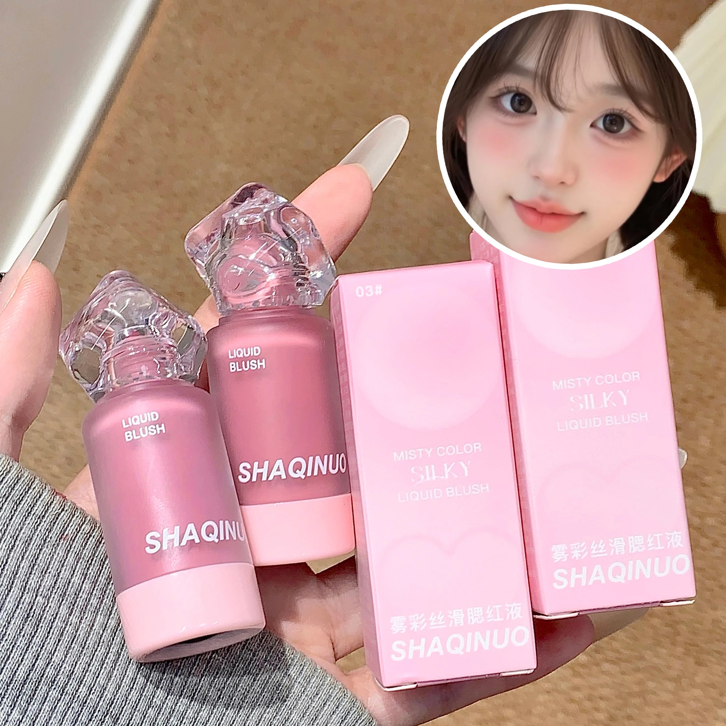 SHAQINUO Light Blush Liquid Moisturizing Mirror Vitality Moisturizing Whitening Brightening Natural Rouge