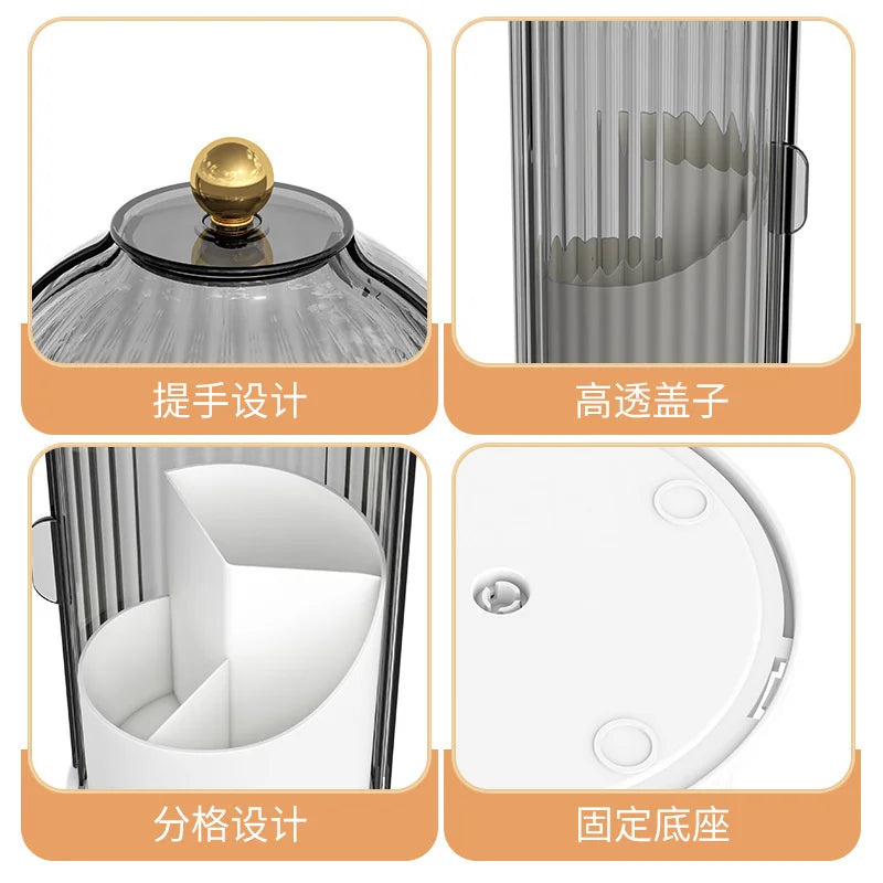 360° Rotating Makeup Brush Holder With Lid Lipstick Eyebrow Pencil Holder Eye Shadow Storage Box Desk Cosmetic Tools Organizer