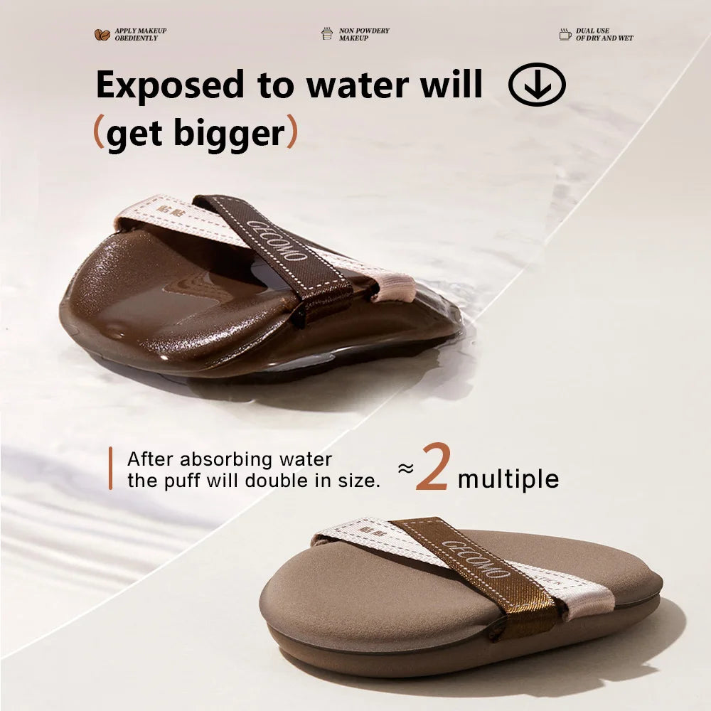 GECOMO Two-pack Powder Puff Set Box with Mirror, Wet And Dry Dual Use, Super Soft Makeup Sponge And Loose Powder Air Cushion