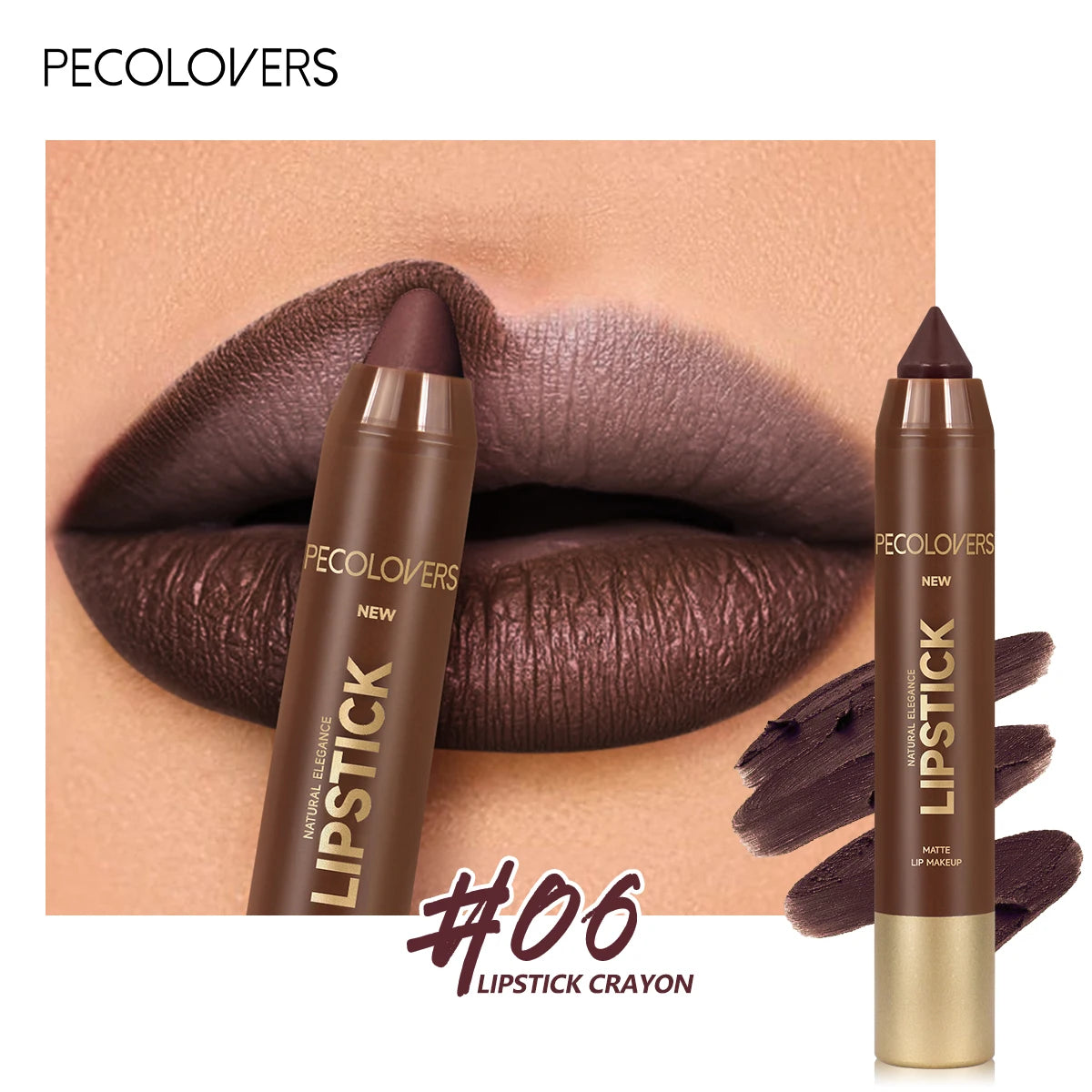 Crayon contour des lèvres à pointe fine, crayon à lèvres mat brume douce, rouge à lèvres rouge brun sexy, crayon pour le contour des lèvres, teinte de contour cosmétique.