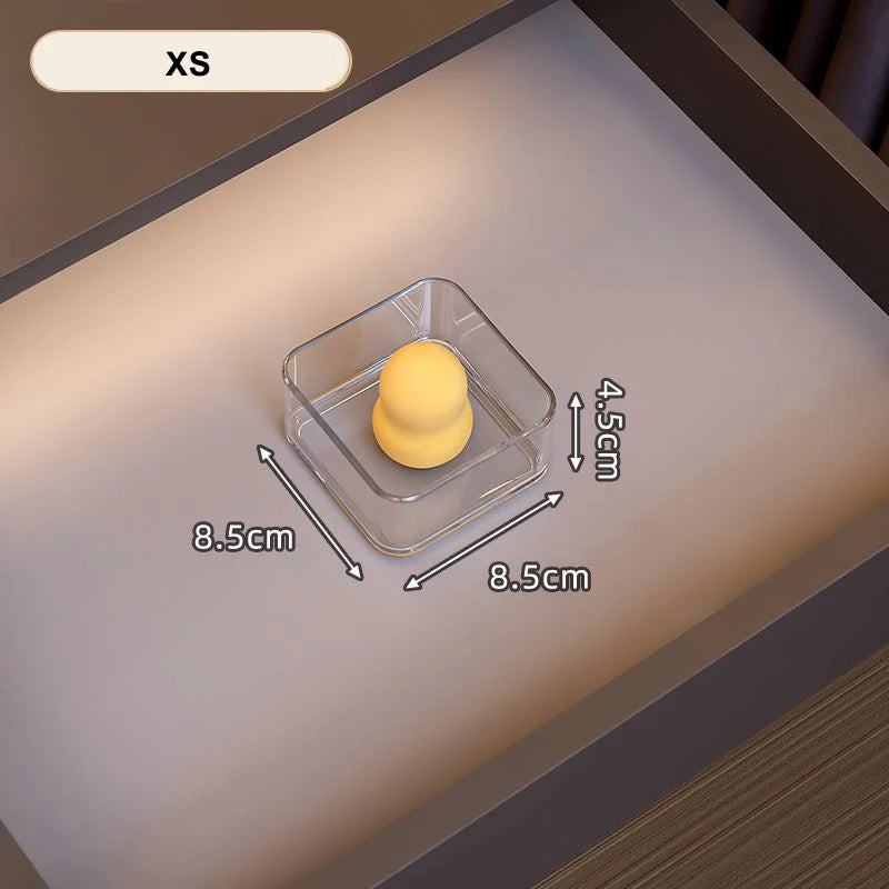 Clear Plastic Storage Box Vanity Drawer Makeup Jewelries Organizer Stackable Kitchen Bathroom Desktop Accessories Storage Tray