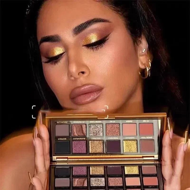 HUDA Beauty 18-Color Eyeshadow Palette Empowered Reverse Rose Pearlescent Rose Gold Finish for Smokey Eye Makeup