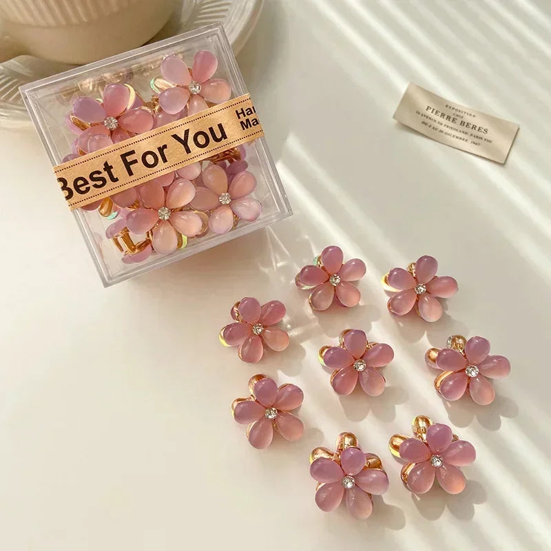 1/10pcs Cute Mini Flower Hairclip Claws Women Girls Colorful Opal Hairpins Sweet Small Headdress Barrettes Accessories
