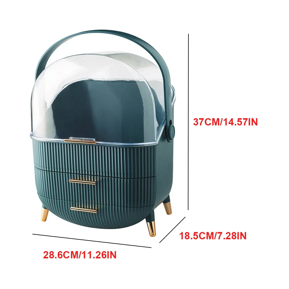Desktop Makeup Organizer Transparent Jewelry Cosmetic Storage Box Dustproof Large Capacity Makeup Container Jewelry Organizer