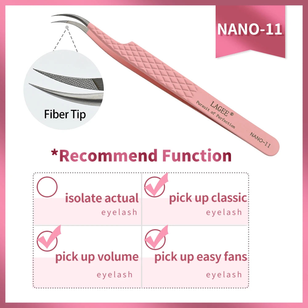 LAGEE Fiber Tip Eyelash Extension Tweezer Volume Isolation Precise Lash Tweezers Nano Technology Eyebrow from Nagaraku Makeup