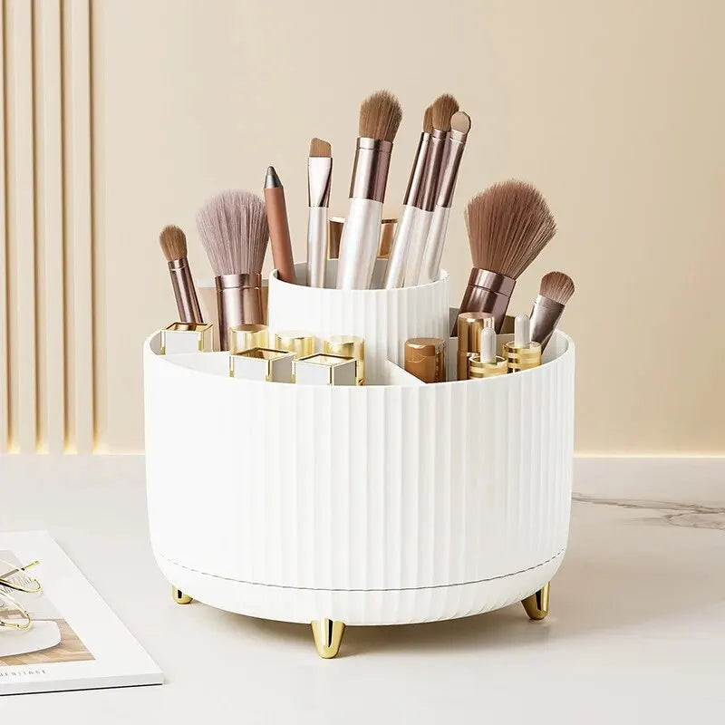 360 Degree Rotating Makeup Brush Organizer Storage Box Cosmetic Brush Holder Desktop Pen Pencil Container Organizer 1PCS