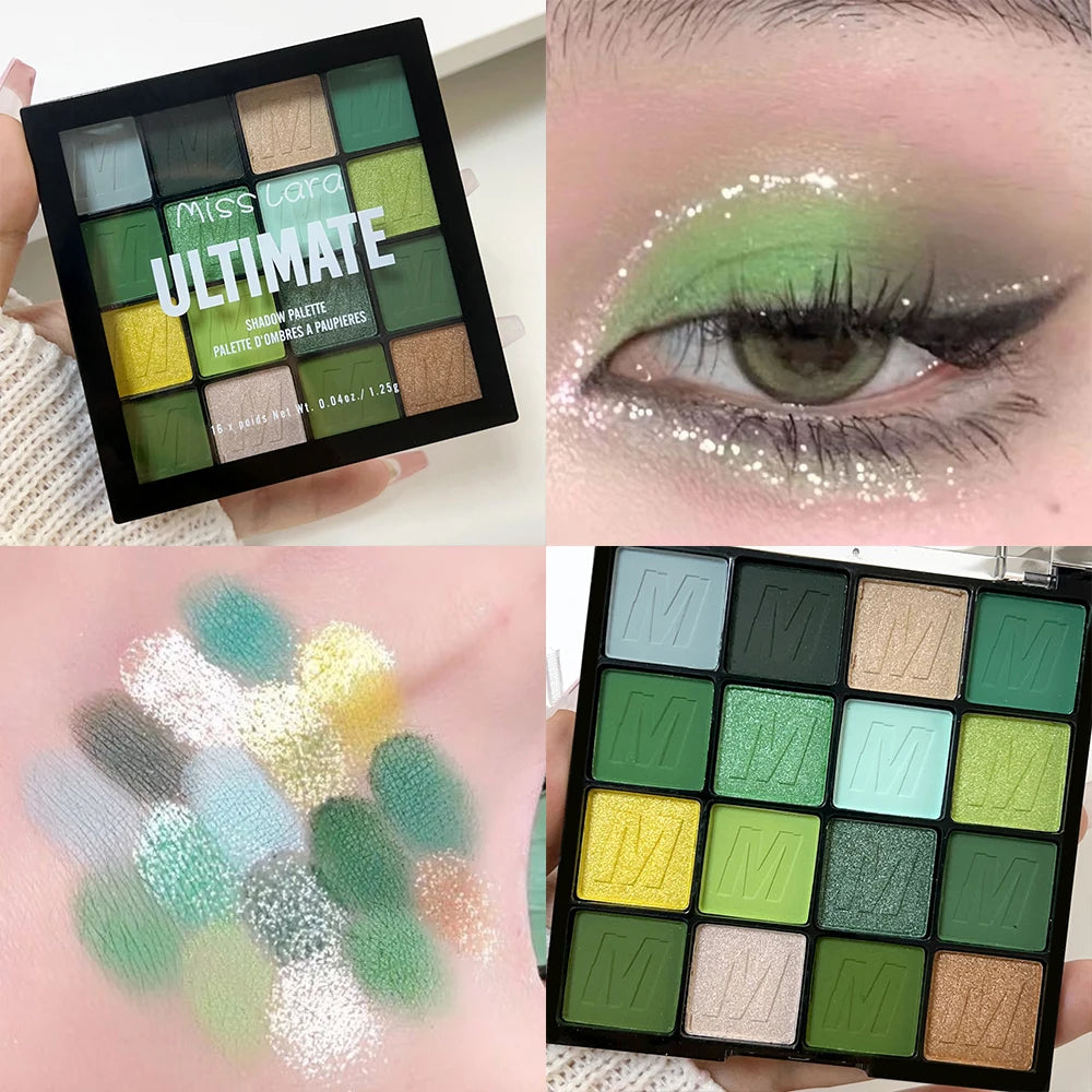 Green Blue Eyeshadow Palette Makeup Waterproof Lasting Shimmer Eyes Powder Pigments Matte Glitter Eye Shadow Palette Cosmetics