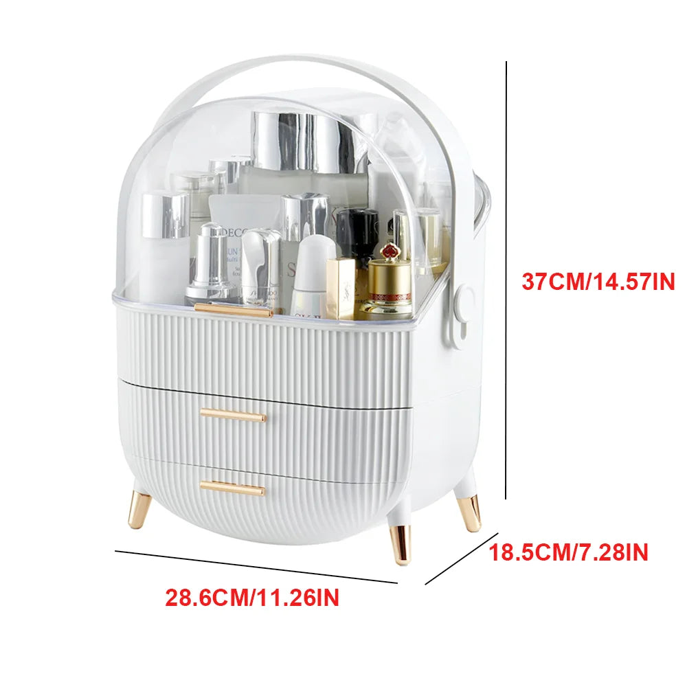 Desktop Makeup Organizer Transparent Jewelry Cosmetic Storage Box Dustproof Large Capacity Makeup Container Jewelry Organizer