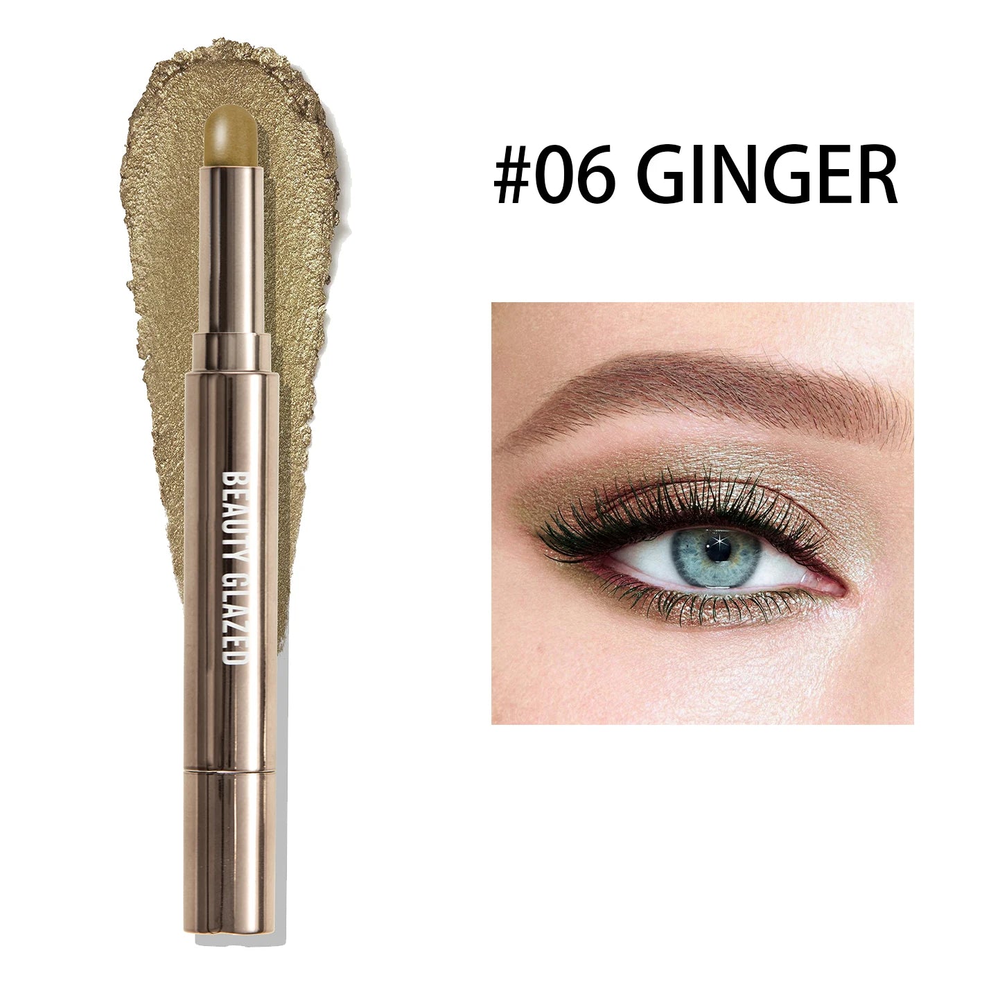 10 Color Double-Ended Eyeshadow Stick Portable Pearlescent Long-Lasting Makeup Pen with Sponge Brush for Easy Contouring