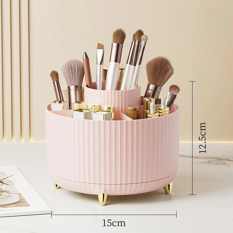 360 Degree Rotating Makeup Brush Organizer Storage Box Cosmetic Brush Holder Desktop Pen Pencil Container Organizer 1PCS
