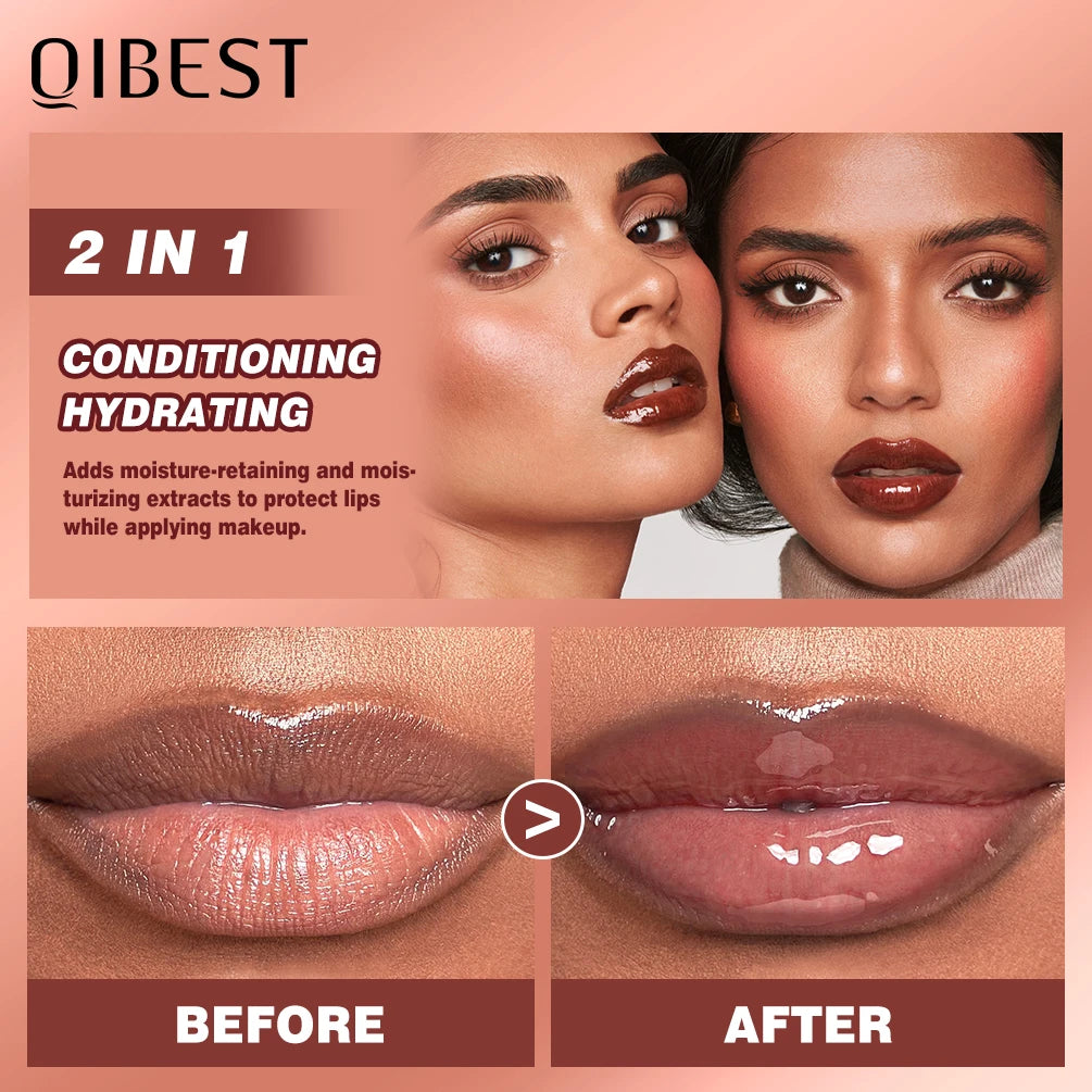 QIBEST Crystal Lip Balm Moisturizing Lip Gloss Oil Jelly Lipgloss Long Lasting Liquid Lipstick Hydrating Tinted Lip Serum Makeup