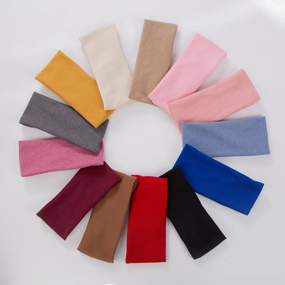 Autumn Winter Solid Color Baby Headbands Woman Girls Soft Elastic Yoga Hairbands Bandanas Kids Classic Thick Hair Accessories