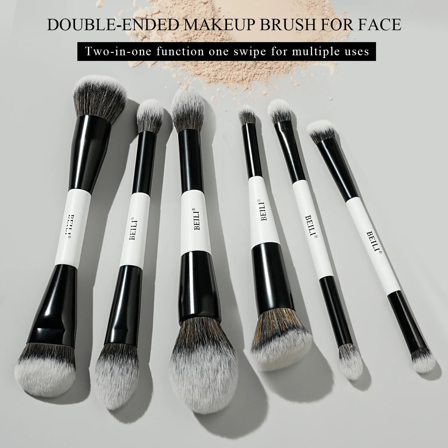 BEILI Makeup Brushes 12 Pieces 18 In 12 Double-Sided Contour Foundation Highlight Blush Brush Eyeshadow Eyeliner Concealer Brush