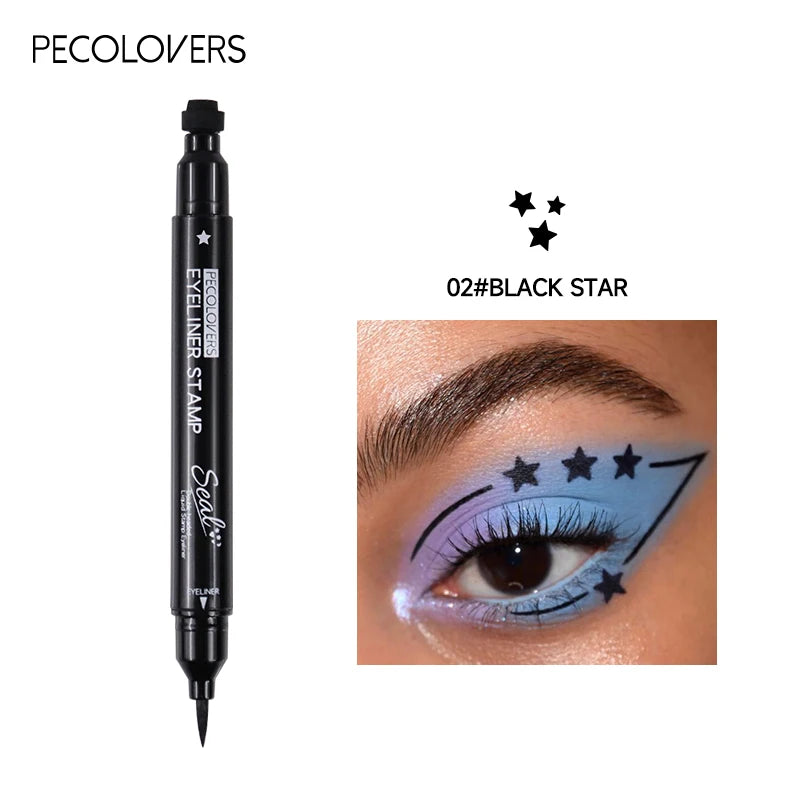 Star Liquid Eyeliner Black Moon Stamp Eye Liner Pencil 2 in 1 Waterproof Long-lasting Easy Applying Eye Eyeliner Pen Makeup