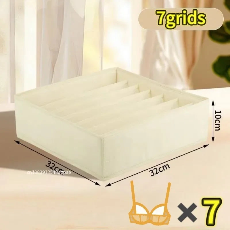 4pcs/1set Underwear Storage Box Foldable Non-woven Storage Box Six-piece Set Underwear Bra Socks Drawer Storage Finishing Box