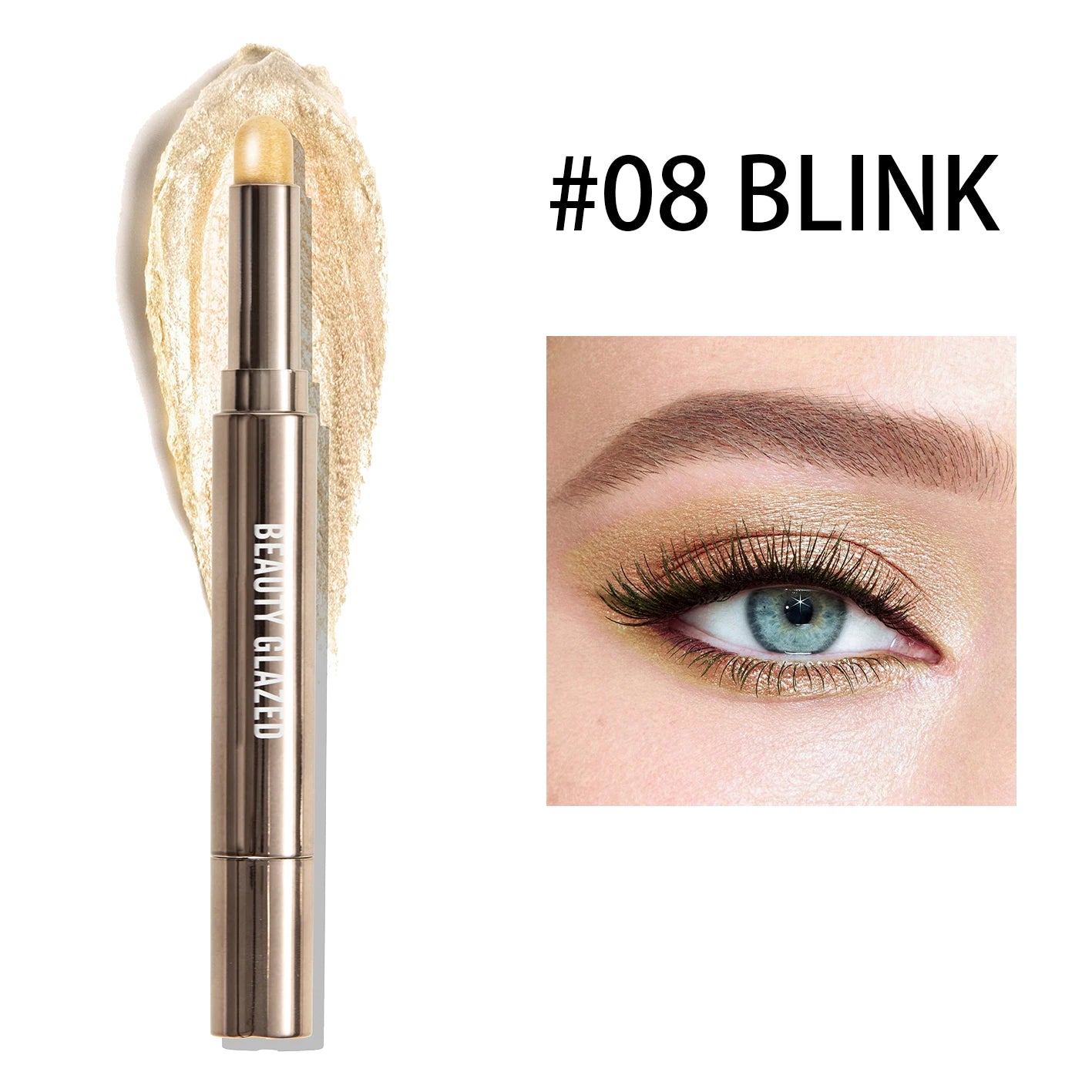 10 Color Double-Ended Eyeshadow Stick Portable Pearlescent Long-Lasting Makeup Pen with Sponge Brush for Easy Contouring