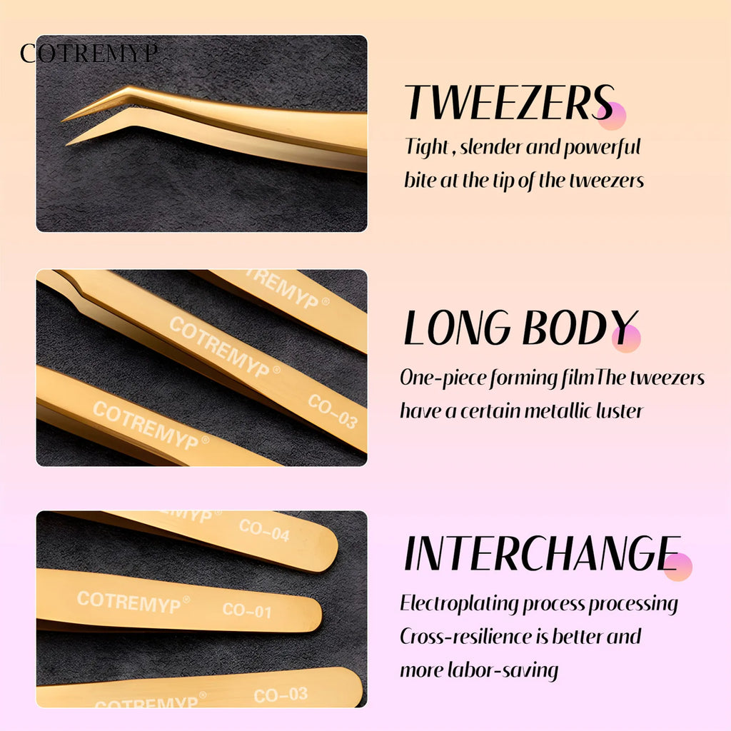 Precision Tweezers For Lashes  DIY Eyelash Extension Applicator Tools Stainless Steel Hair Removal tweezer professional makeup