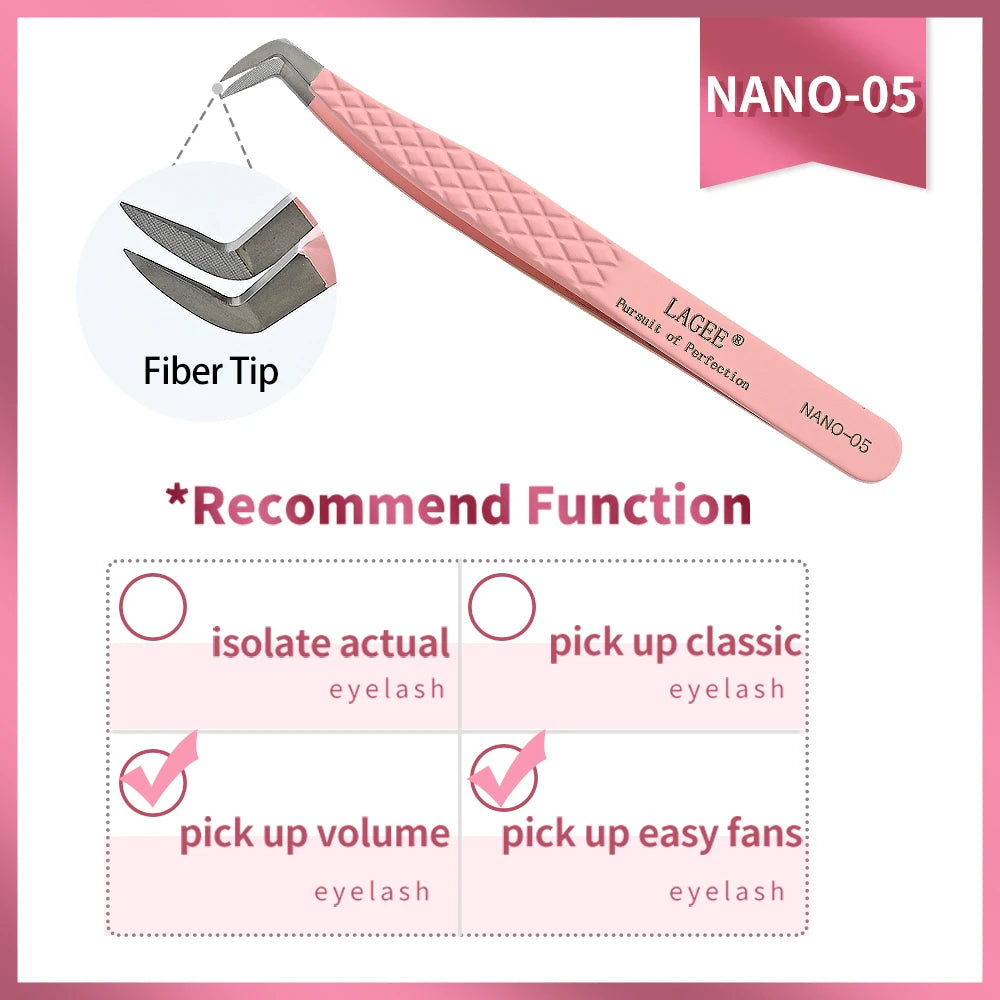 LAGEE Fiber Tip Eyelash Extension Tweezer Volume Isolation Precise Lash Tweezers Nano Technology Eyebrow from Nagaraku Makeup