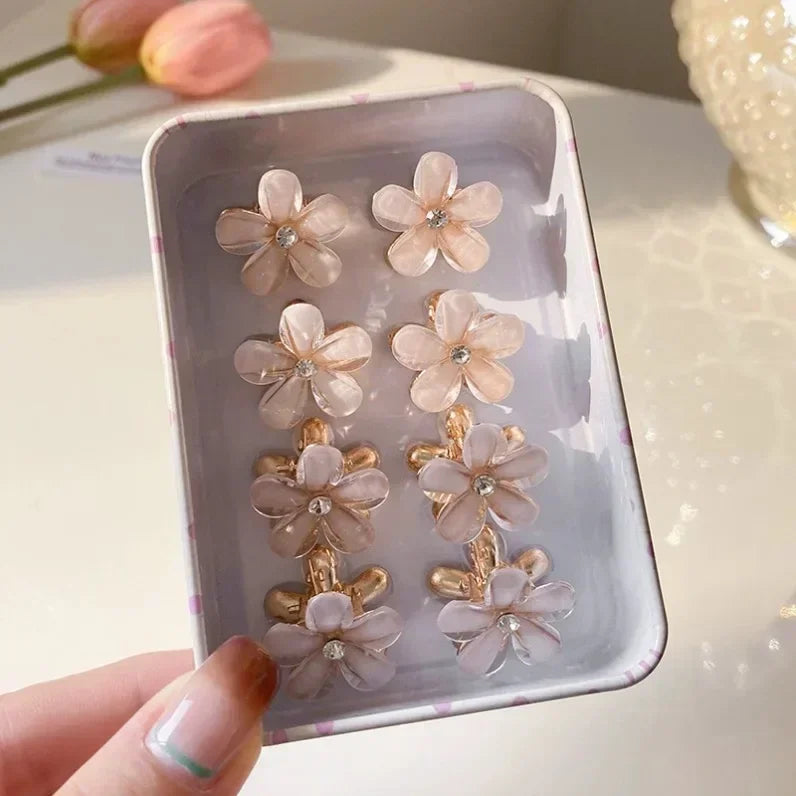 1/10pcs Cute Mini Flower Hairclip Claws Women Girls Colorful Opal Hairpins Sweet Small Headdress Barrettes Accessories