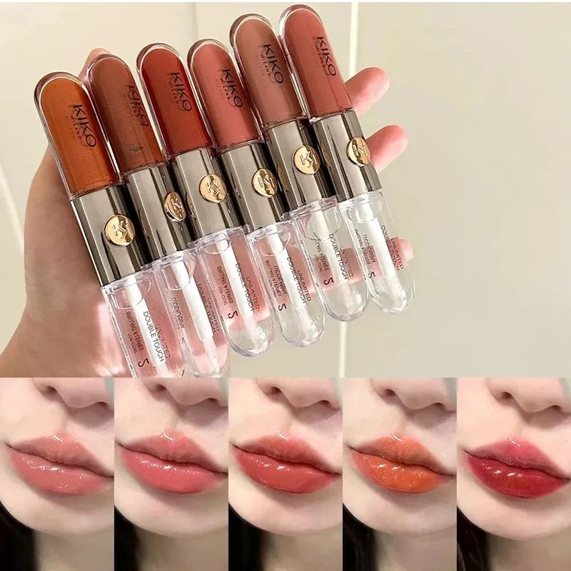 3D Liquid Lip Glaze Transparent Lip Gloss Mirror Lipstick Nourishing Glossy Full Lips Not Fading Milk Tea Bean Paste Makeup