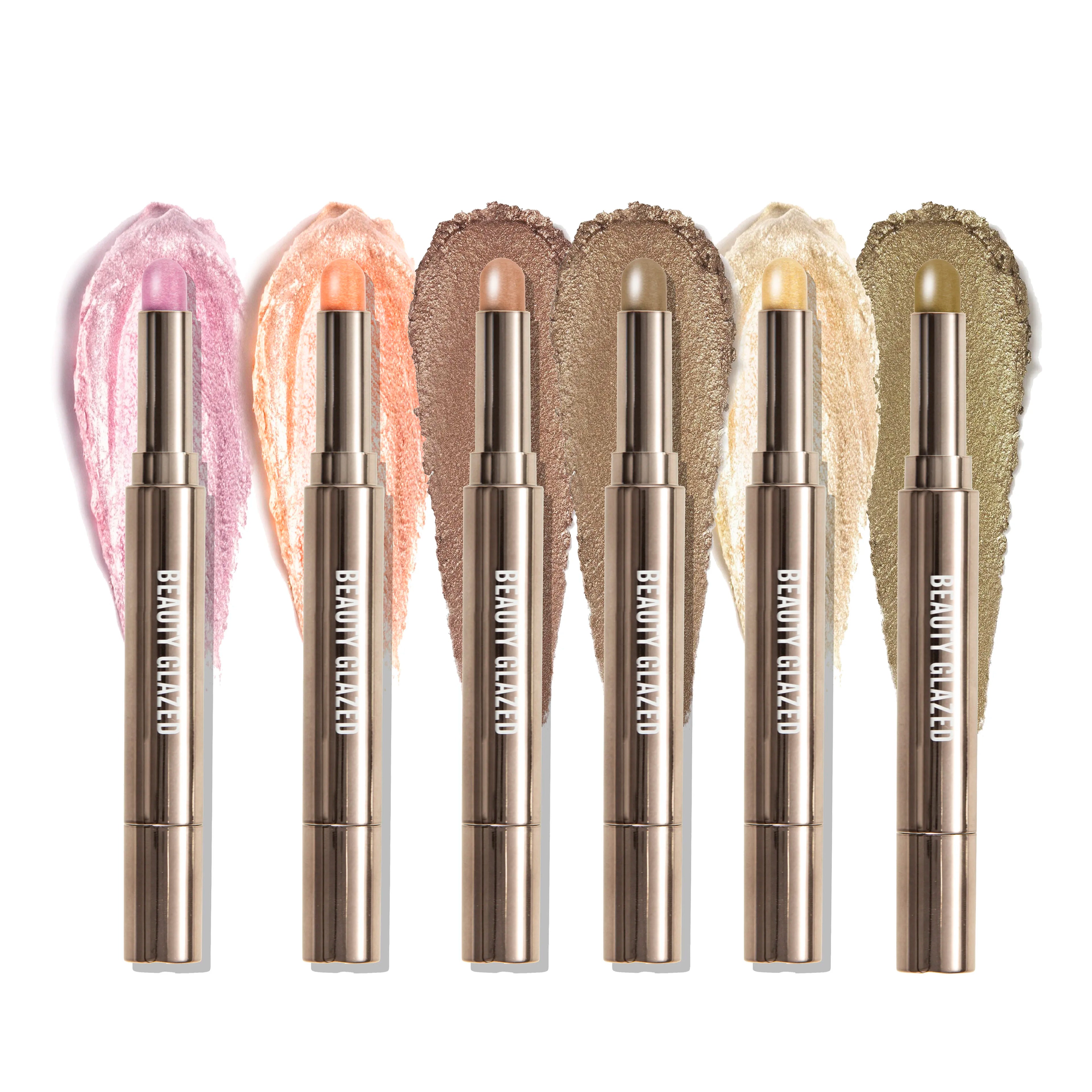 10 Color Double-Ended Eyeshadow Stick Portable Pearlescent Long-Lasting Makeup Pen with Sponge Brush for Easy Contouring