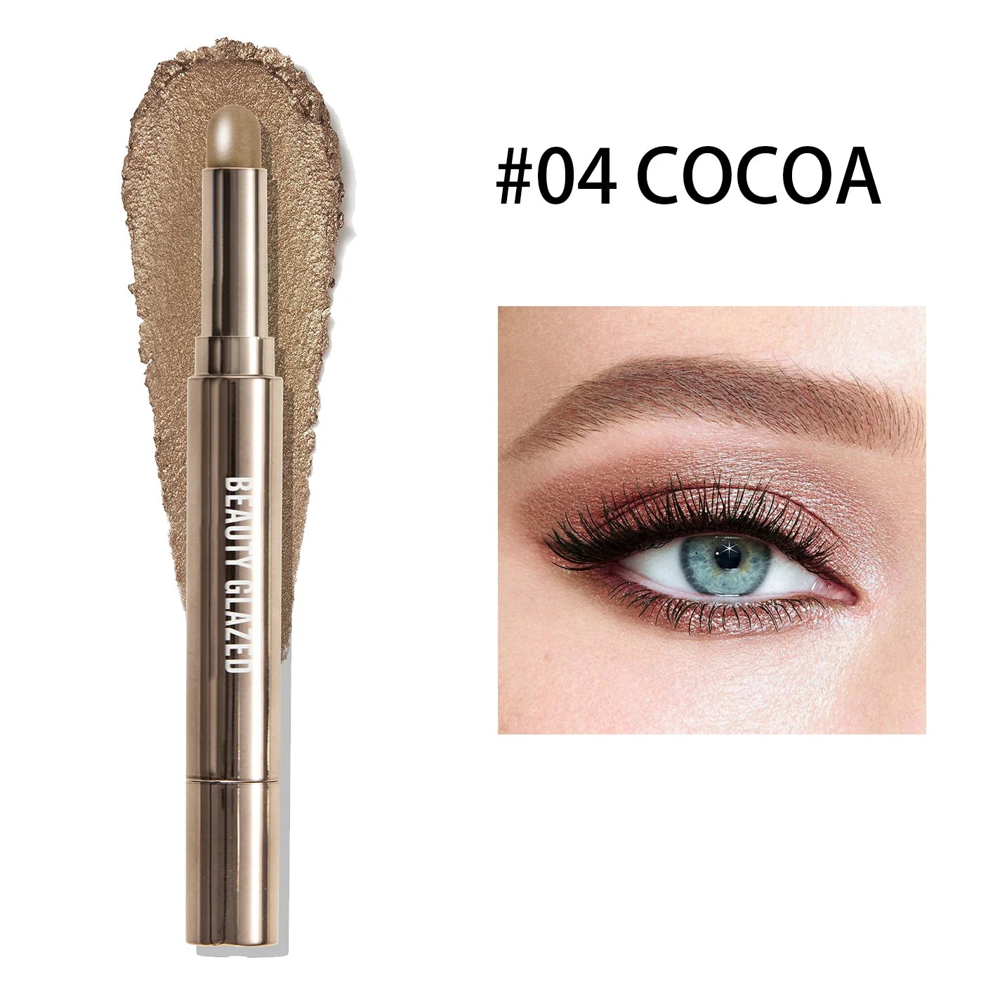 10 Color Double-Ended Eyeshadow Stick Portable Pearlescent Long-Lasting Makeup Pen with Sponge Brush for Easy Contouring