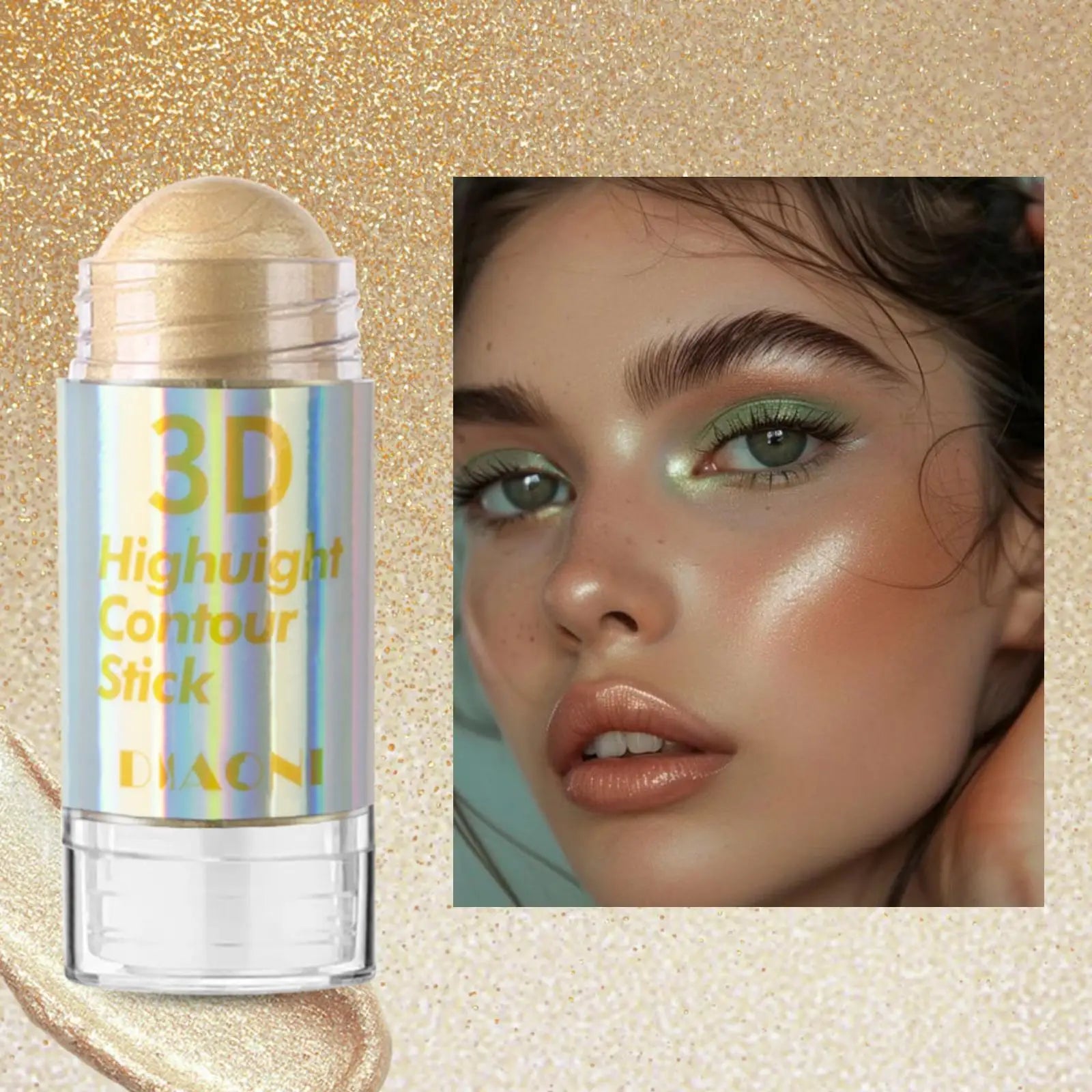 Barre illuminatrice (Highlighter) 3D pour le visage 6 couleurs, cosmétique pour le contour du visage, bronzant, bâton illuminateur scintillant (Shimmer), outil de maquillage crème anti-cernes.