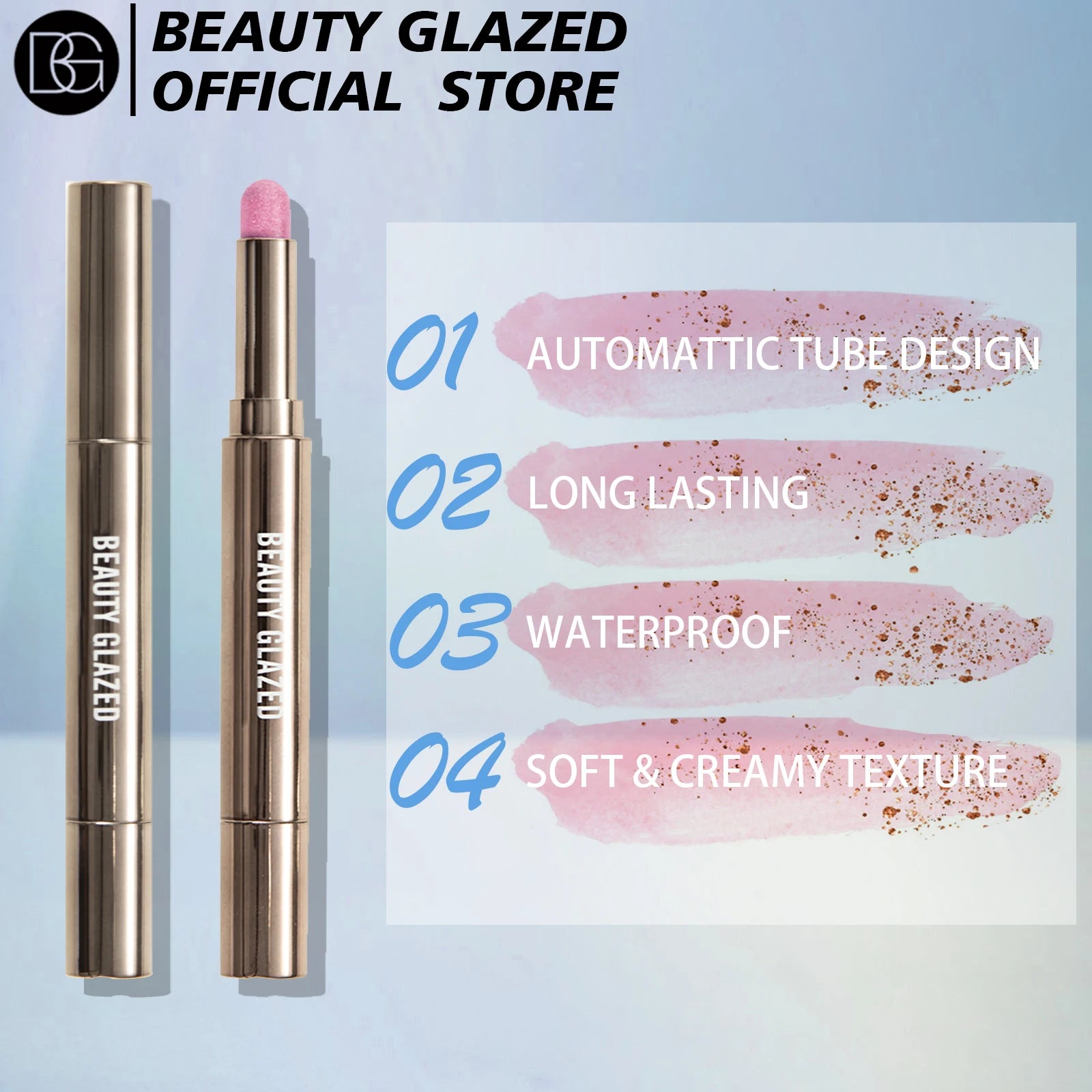 10 Color Double-Ended Eyeshadow Stick Portable Pearlescent Long-Lasting Makeup Pen with Sponge Brush for Easy Contouring