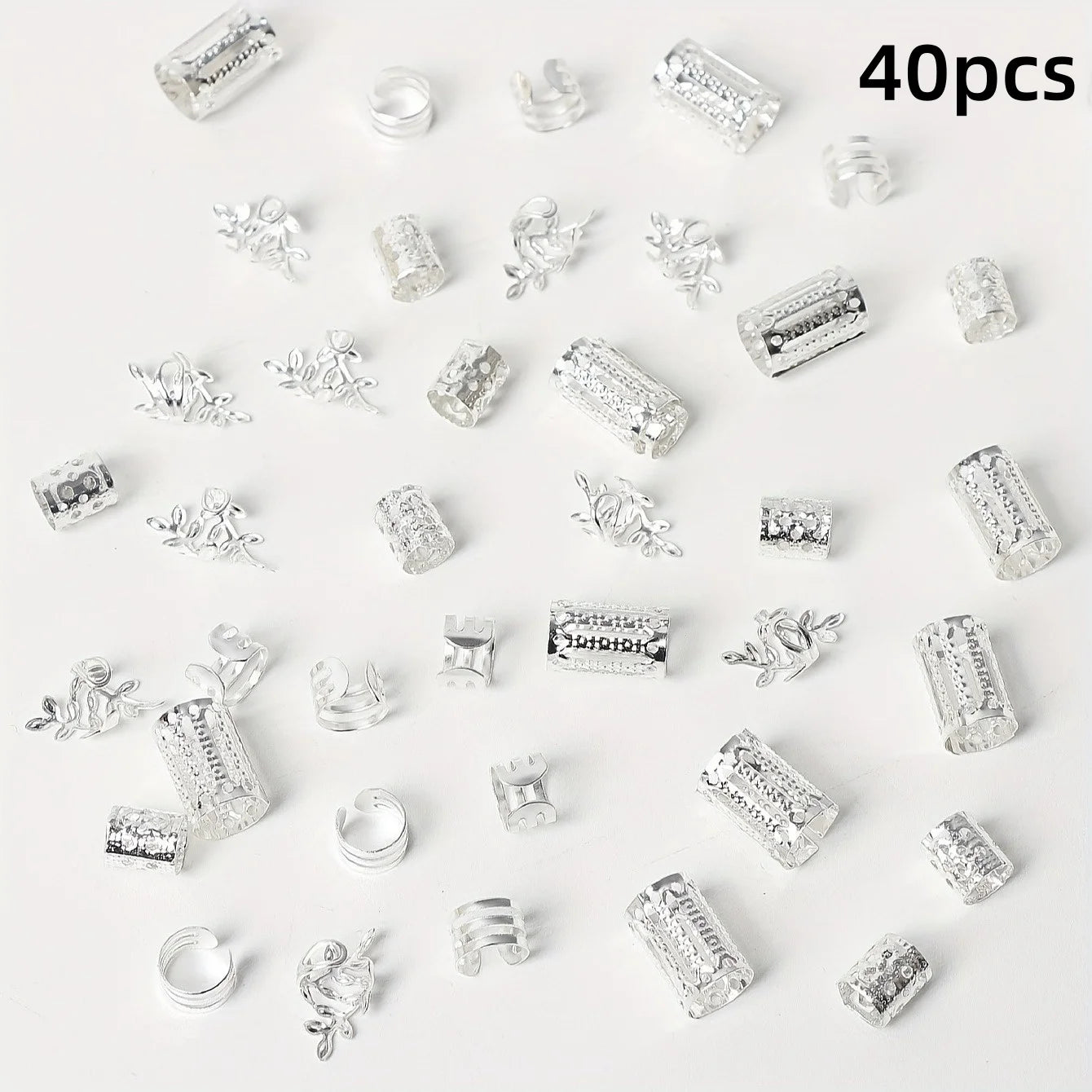 40/80PCS Elegant Hollow Out Hair Rings  For Women Girls DIY Hair Accessories Loc Hair Jewelry for Braids