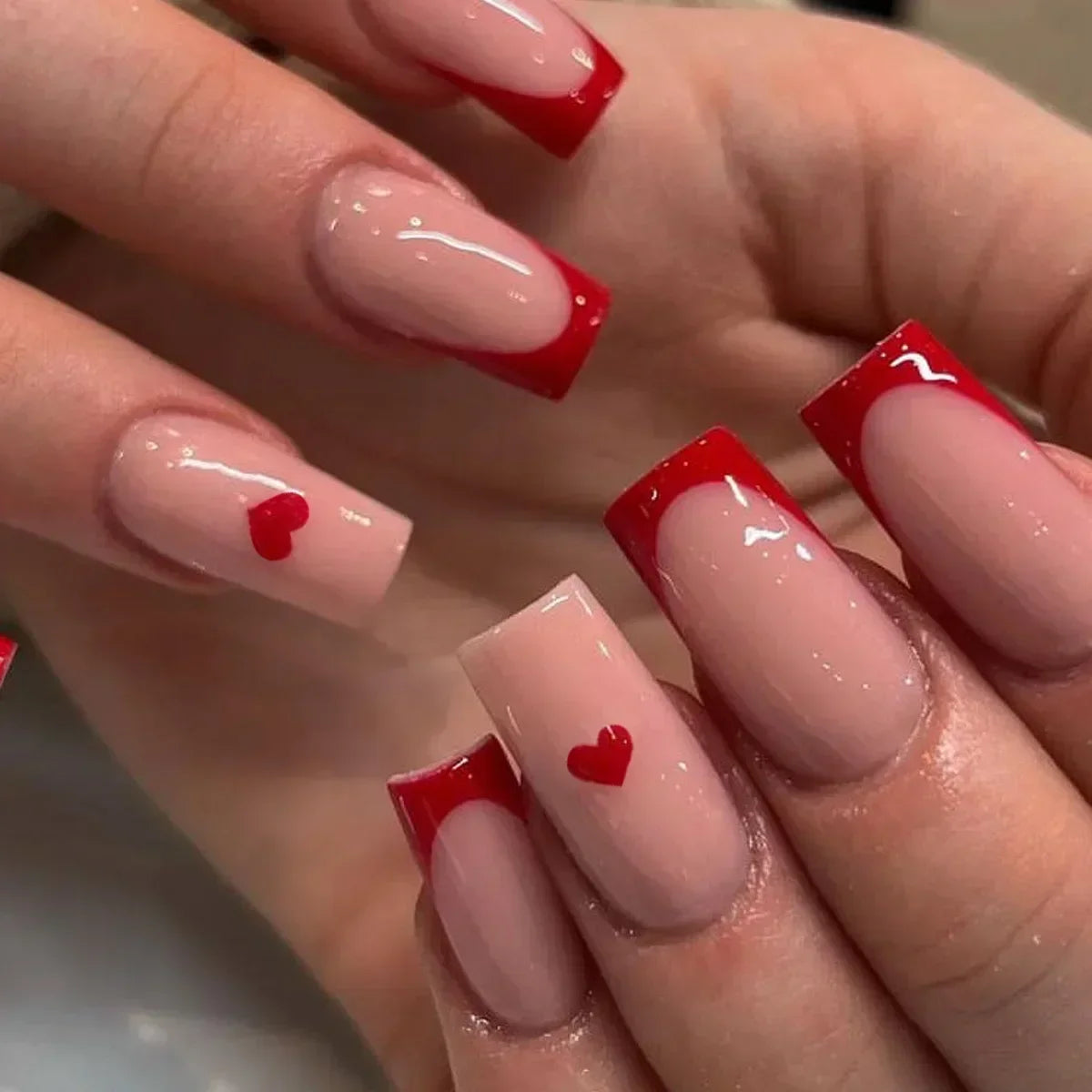 24Pcs French Tip  Press on Nails Short Coffin False Nails Simple Wearable Fake Nails Frosted Full Cover Press on Nail Tips Art