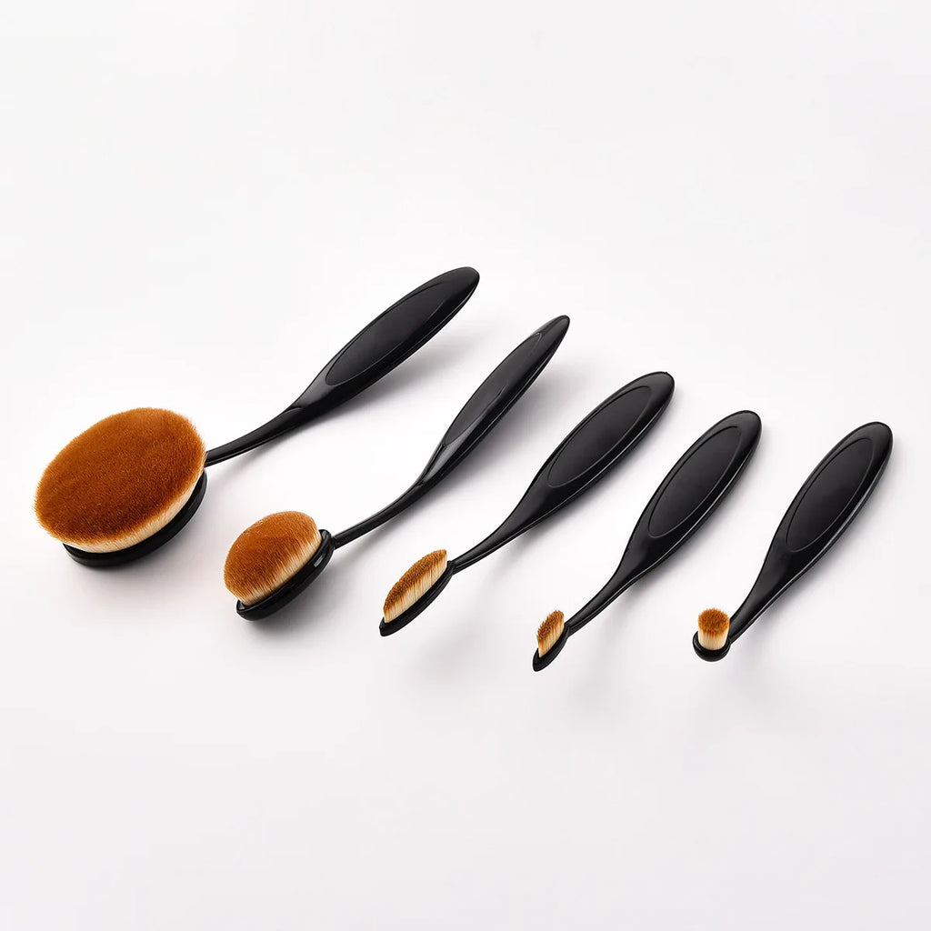 5Pcs Oval Makeup Brushes Portable Toothbrush Oval Nylon Hair Cosmetic Makeup Blush Face Foundation Blending Brush Makeup Tool