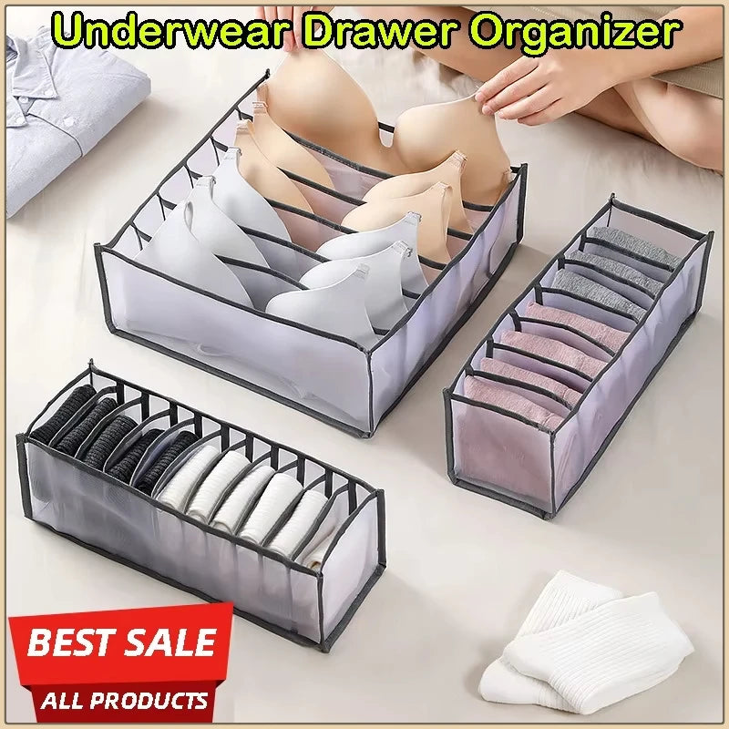 1pc Underwear Drawer Organizer Storage Box Foldable Closet Organizers Drawer Divider Storage Boxes For Underpants Socks Bra