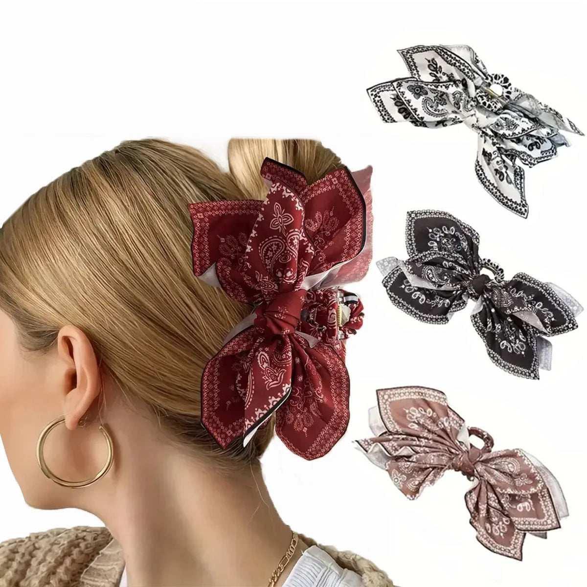 1pc new double-sided cashew flower love grabbing clip butterfly knot hair clip summer vacation shark clip fashion