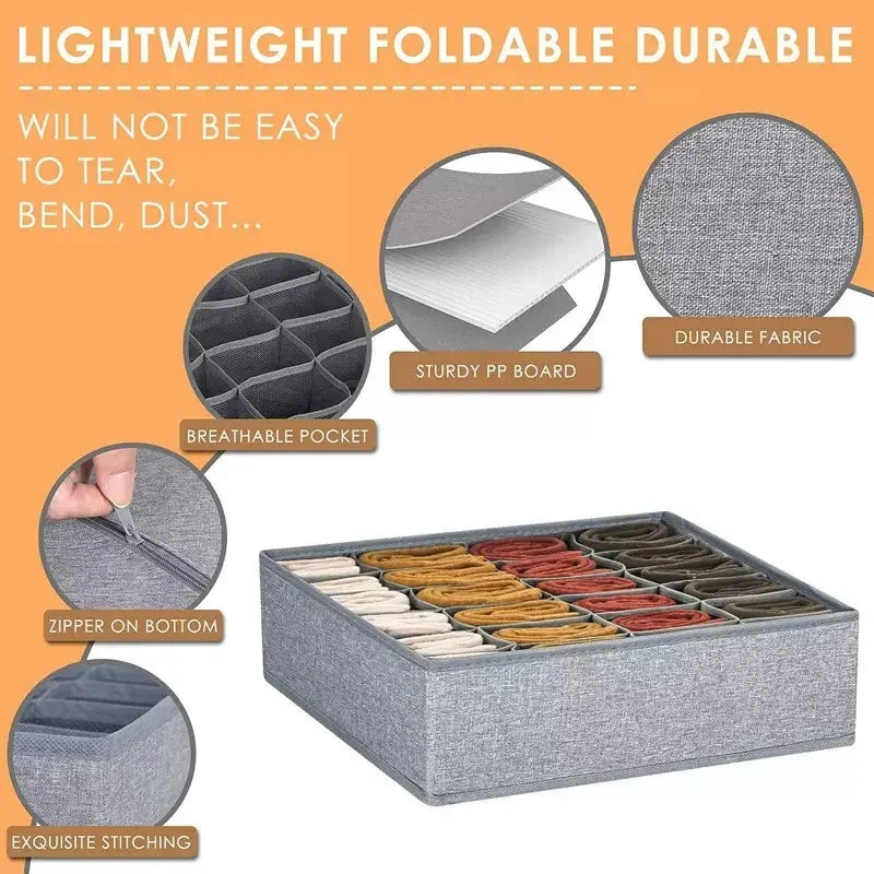 4pcs/1set Underwear Storage Box Foldable Non-woven Storage Box Six-piece Set Underwear Bra Socks Drawer Storage Finishing Box