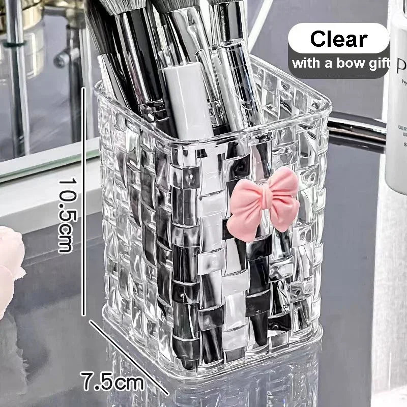 Clear Acrylic Makeup Brushes Storage Box Desk Cosmetic Organizer Lipstick Storage Nail Polish Display Stand Rack Jewelry Case