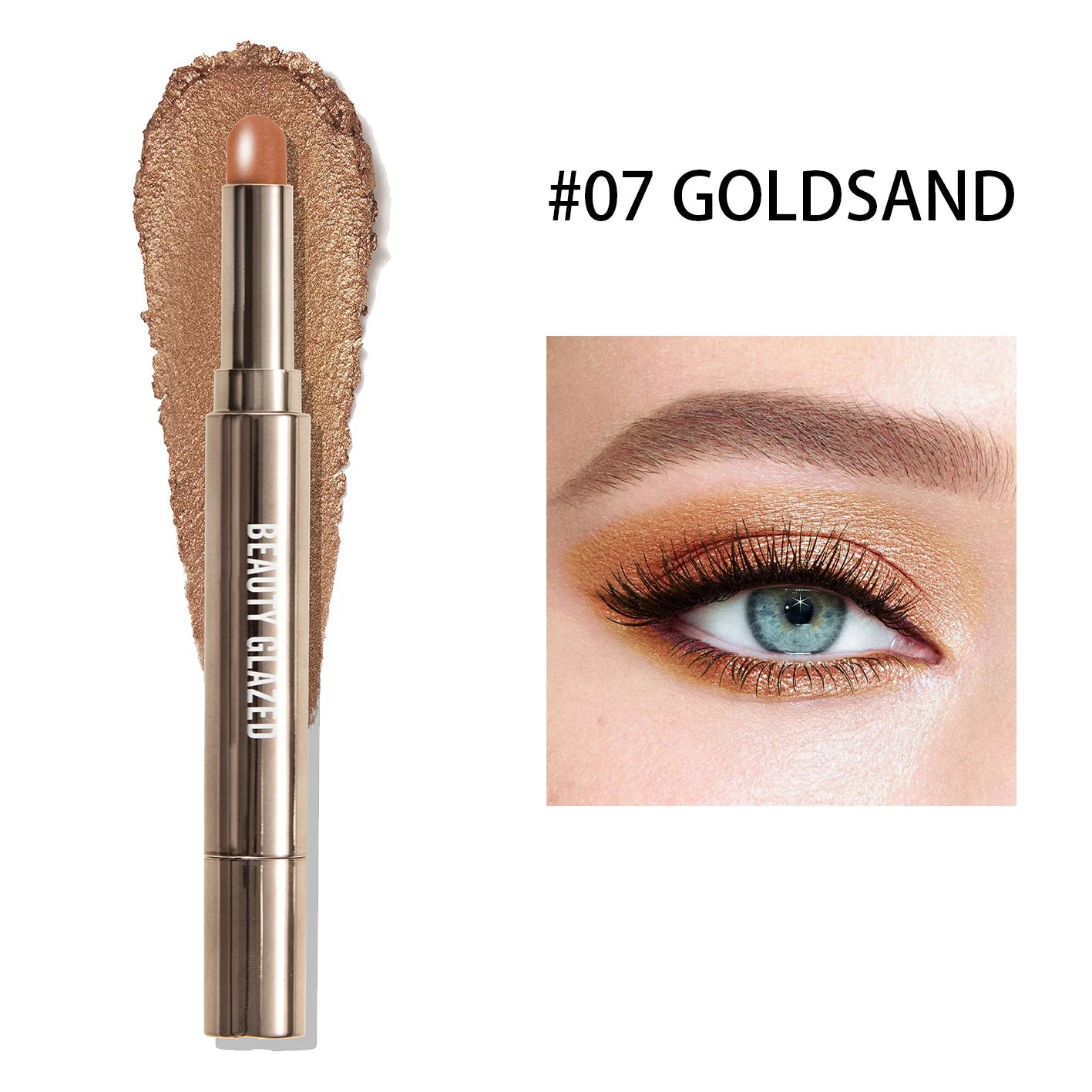 10 Color Double-Ended Eyeshadow Stick Portable Pearlescent Long-Lasting Makeup Pen with Sponge Brush for Easy Contouring