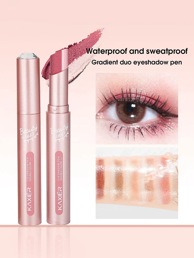 Gradient two-color eye shadow pen waterproof, sweat proof, not easy to smudge, pearlescent, fine shiny, lazy eye shadow s