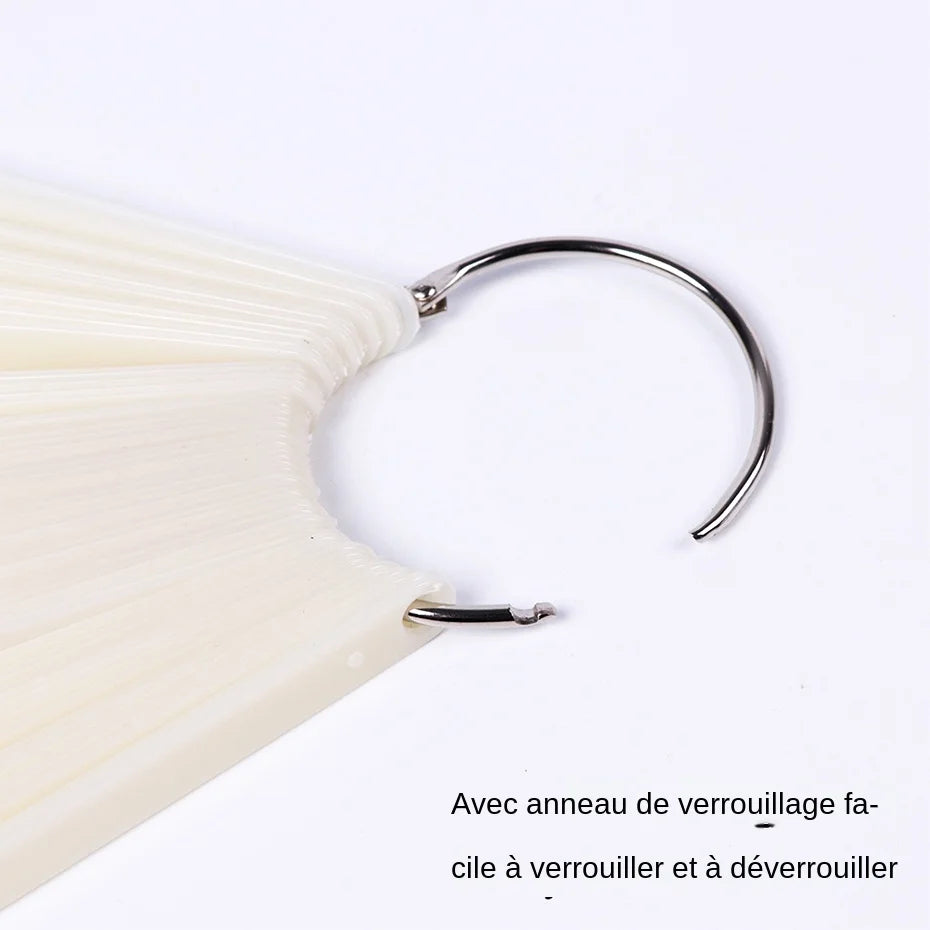 50pcs False Nail Display Tips Clear Nature Color Chart Oval Fan Style UV Gel Polish Swatch Shows Palette Practice Manicure Tools