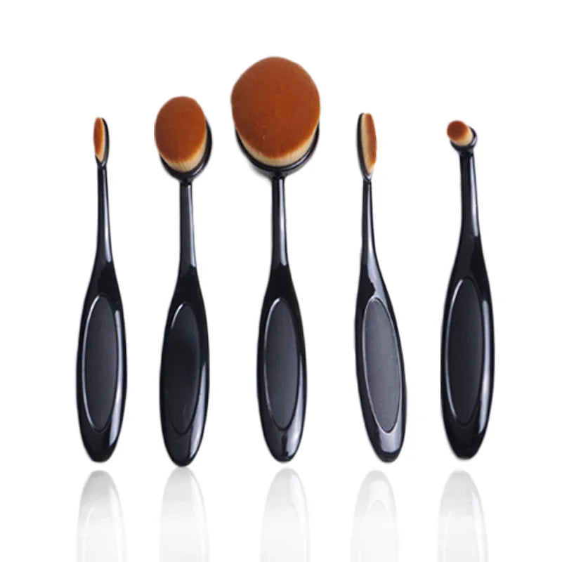 5Pcs Oval Makeup Brushes Portable Toothbrush Oval Nylon Hair Cosmetic Makeup Blush Face Foundation Blending Brush Makeup Tool