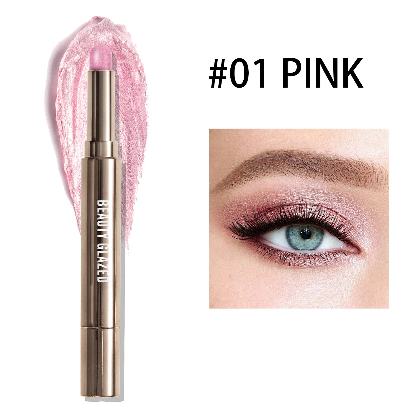 10 Color Double-Ended Eyeshadow Stick Portable Pearlescent Long-Lasting Makeup Pen with Sponge Brush for Easy Contouring