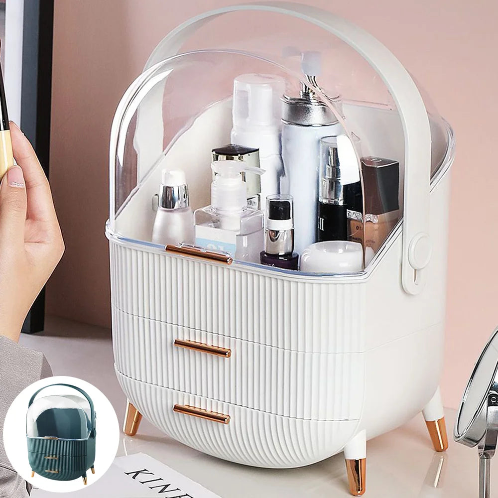 Desktop Makeup Organizer Transparent Jewelry Cosmetic Storage Box Dustproof Large Capacity Makeup Container Jewelry Organizer