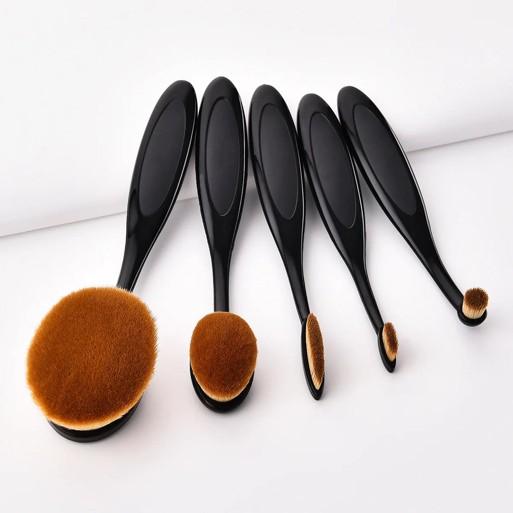 5Pcs Oval Makeup Brushes Portable Toothbrush Oval Nylon Hair Cosmetic Makeup Blush Face Foundation Blending Brush Makeup Tool