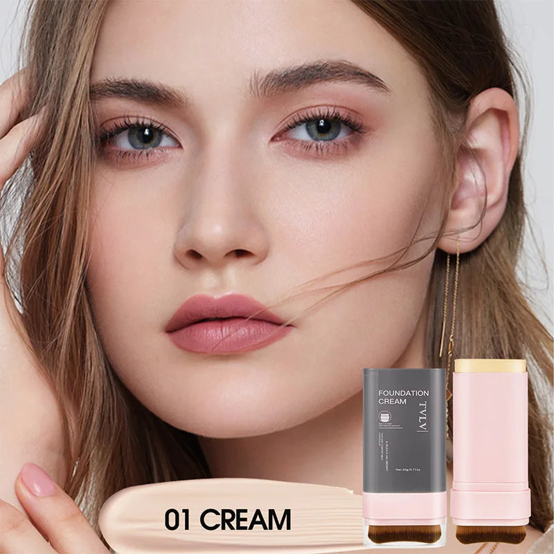 TVLV Concealing Foundation Stick: 5 Shades with Built-In Brush - Cream Finish, Lightweight and Waterproof Formula,