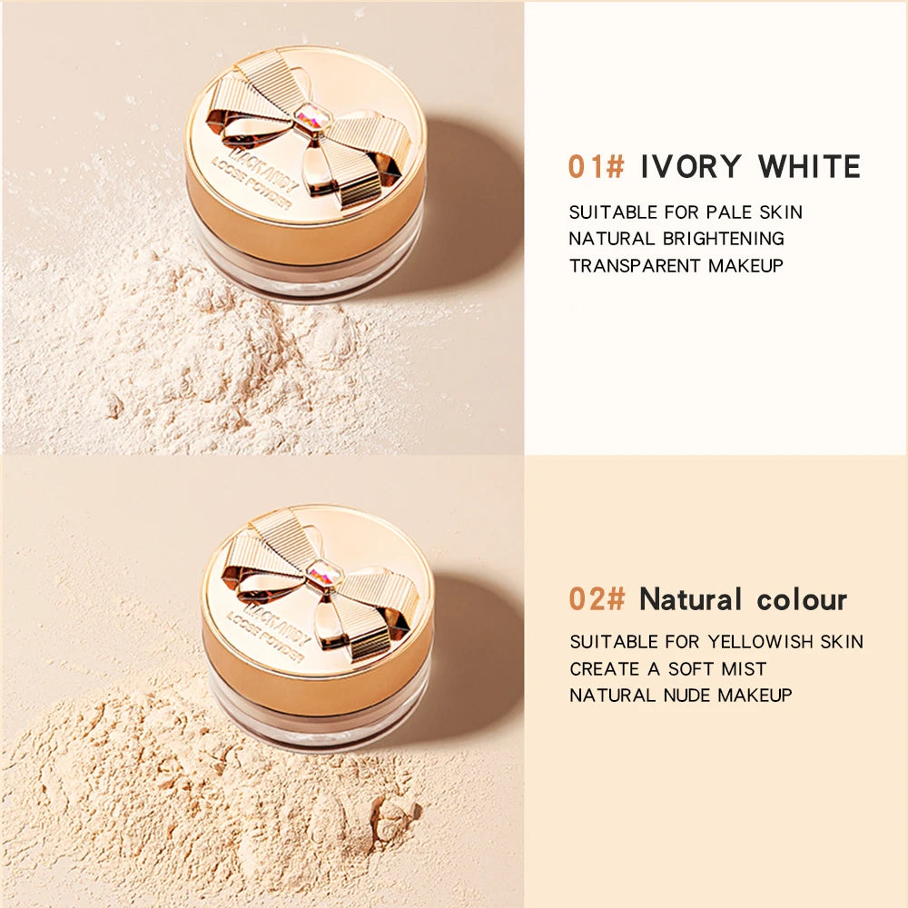 MACKANDY Original Silky Loose Powder Foundation, Lightweight Mineral Loose Powder Makeup Buildable Coverage, Talc Free, Vegan
