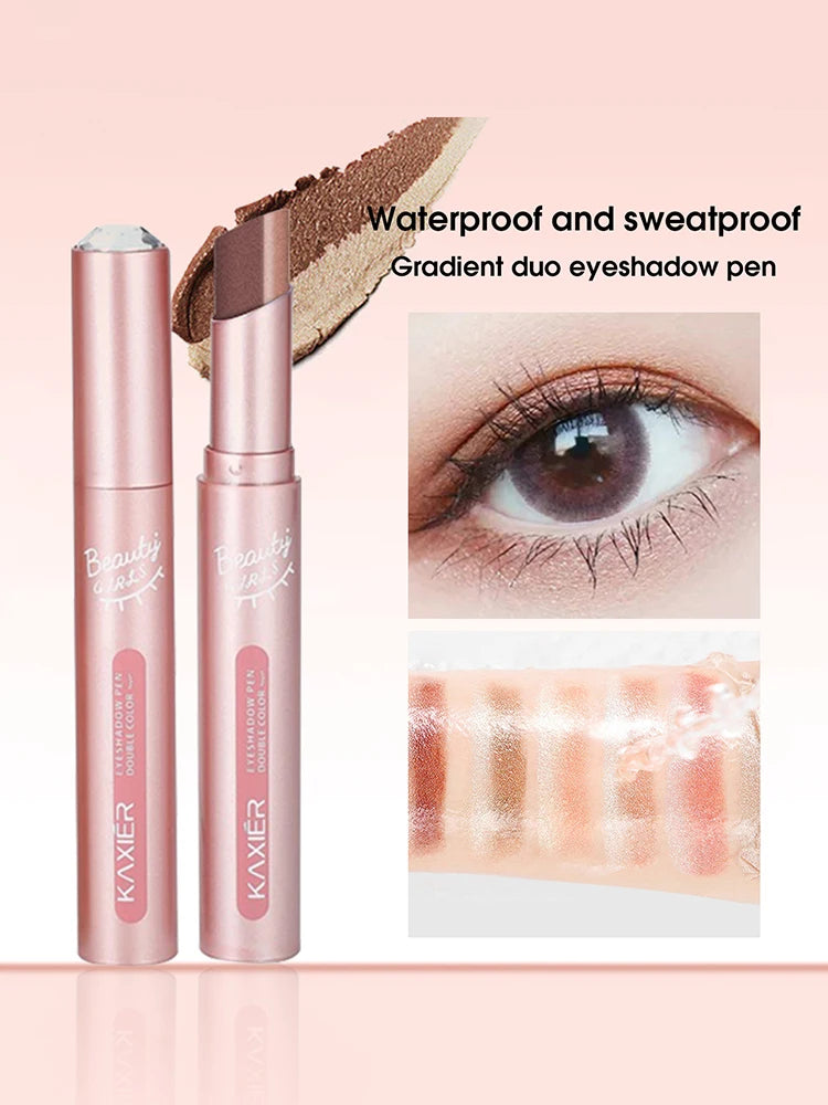 Gradient two-color eye shadow pen waterproof, sweat proof, not easy to smudge, pearlescent, fine shiny, lazy eye shadow s