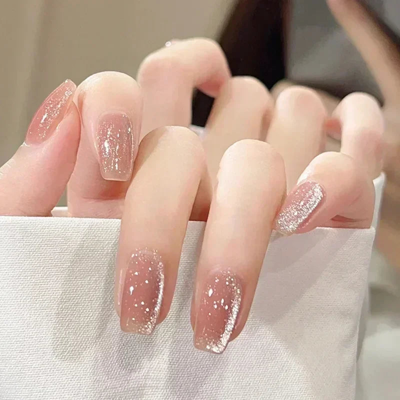 24Pcs French Tip  Press on Nails Short Coffin False Nails Simple Wearable Fake Nails Frosted Full Cover Press on Nail Tips Art