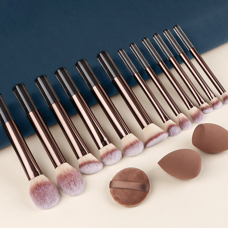 12pcs Professional Makeup Brush Set Eyeshadow Powder Blush Brushes 2pcs Makeup Sponges makeup brushes set premium